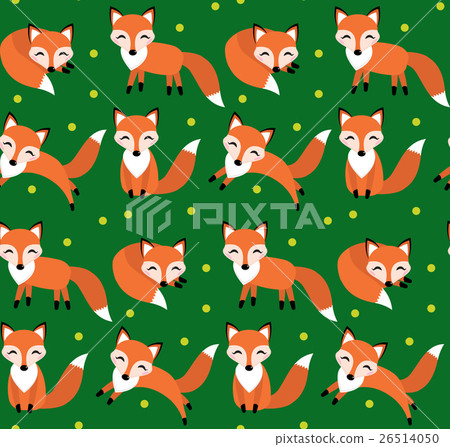 Cute fox seamless pattern. Foxy endless background 26514050