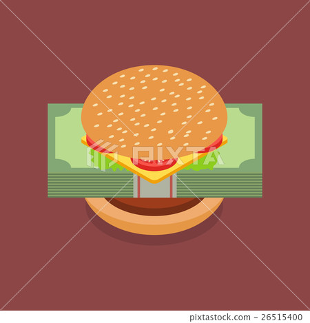 Hamburger with dollar banknotes Hamburger with dollar banknotes 26515400
