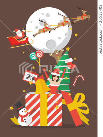 Merry christmas out of big gift box 26515402
