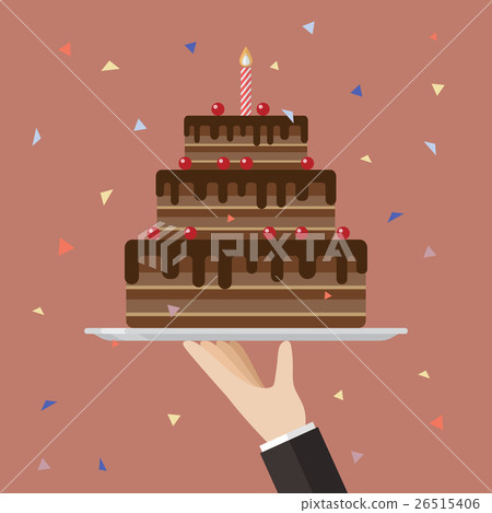 Waiter serving a chocolate cake 26515406