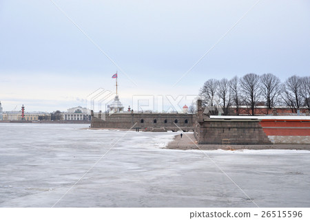 Frozen River Neva and f Peter and Paul Fortress. 26515596