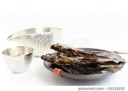 Foodstuff dried grilled roast fish and crocant and cup Foodstuff dried grilled roast fish and crocant and cup 26519285