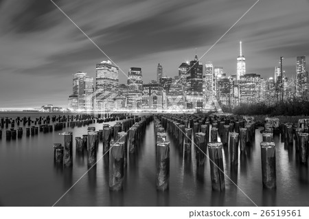 Famous Manhattan view at night  - New York City 26519561