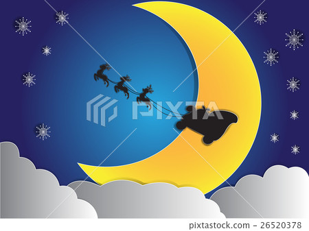 reindeer on sky with big moon and cloud background 26520378