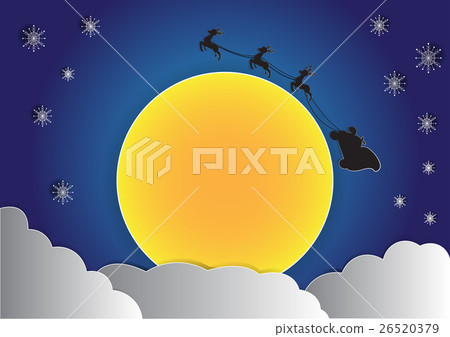reindeer on sky with big moon and cloud background reindeer on sky with big moon and cloud background 26520379