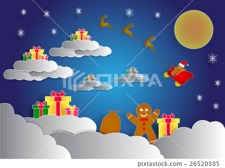 ginger bread have a many gift box on cloud 26520385