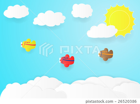plane fly in sky with cloud, vector plane fly in sky with cloud, vector 26520386