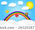plane fly in sky with cloud and rainbow 26520387