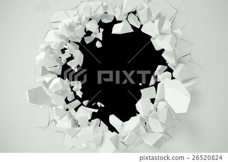 Cracked, destruction of a white wall, template for Cracked, destruction of a white wall, template for 26520824