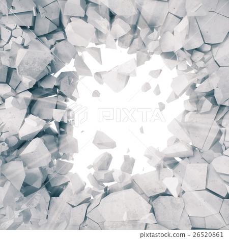 3d rendering, explosion, broken concrete wall 3d rendering, explosion, broken concrete wall 26520861