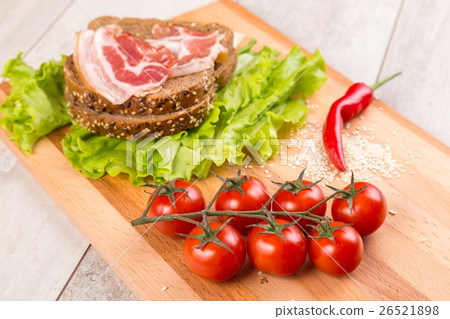 Healthy breakfast on wooden table 26521898