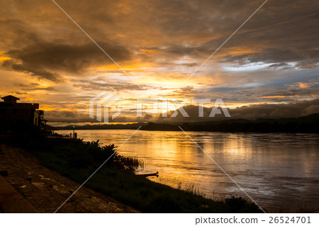 Silhouette, Viewpoint mekong river. Silhouette, Viewpoint mekong river. 26524701