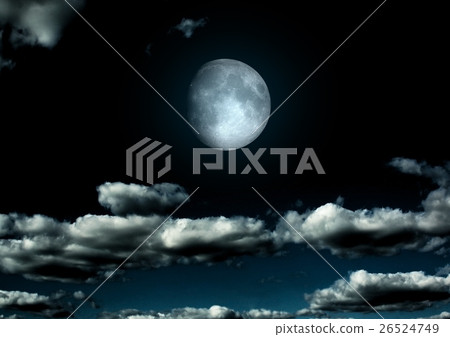 The moon in the night sky in clouds 26524749
