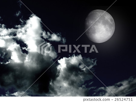 The moon in the night sky in clouds 26524751