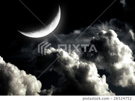 The moon in the night sky in clouds 26524752