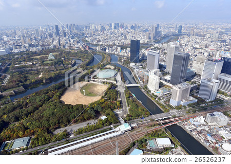 Aerial view of Osaka Castle and OBP Aerial view of Osaka Castle and OBP 26526237