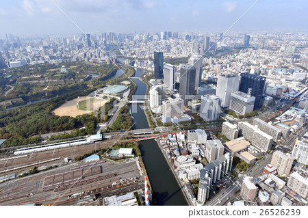 Aerial view of Osaka Castle and OBP 26526239