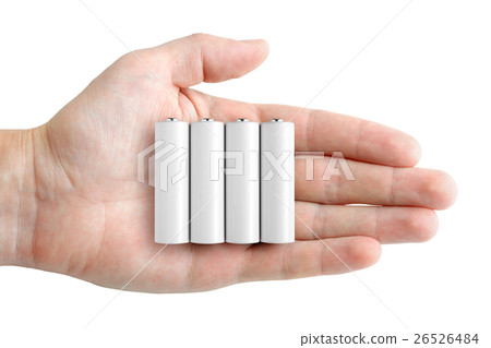 Batteries in hand isolated on white background 26526484