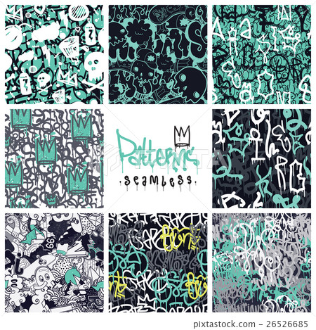 Graffiti seamless patterns set 26526685