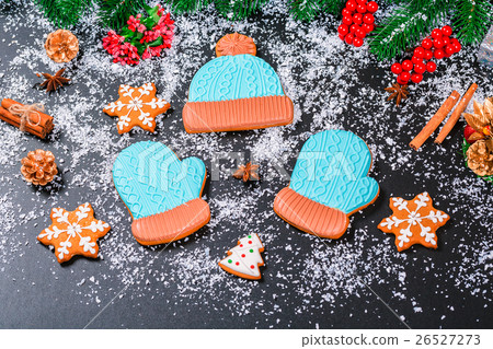 Christmas background with decorations and gift  26527273