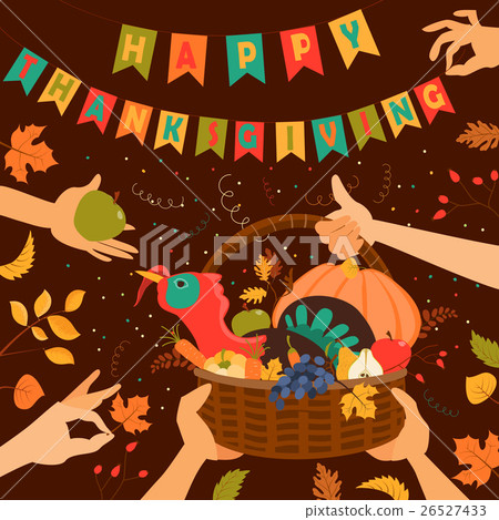 Wooden basket with turkey and vegetables Wooden basket with turkey and vegetables 26527433