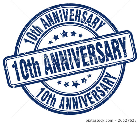 10th anniversary blue grunge stamp 26527625
