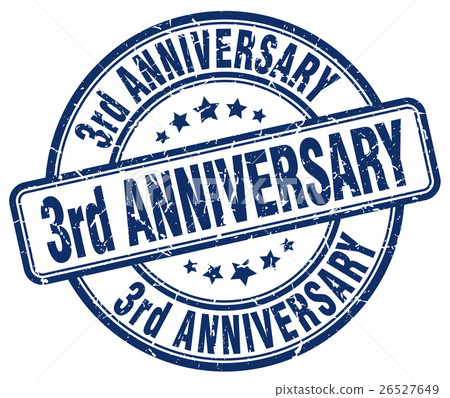 3rd anniversary blue grunge stamp 26527649