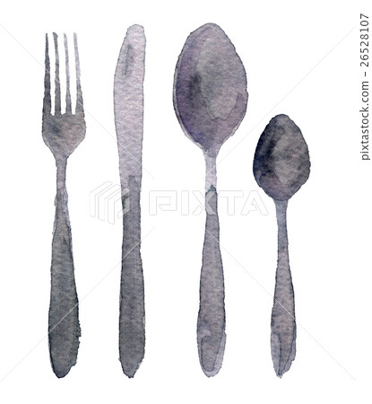 Fork, spoon and knife isolated on white background 26528107