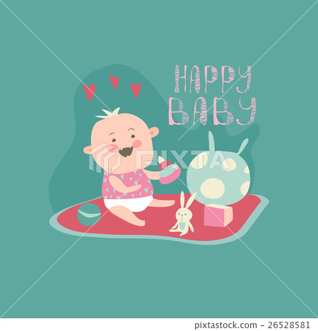 Happy toddler with baby toys 26528581