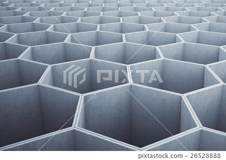 Abstract light grey concrete hexagonal pattern. 3D Abstract light grey concrete hexagonal pattern. 3D 26528888