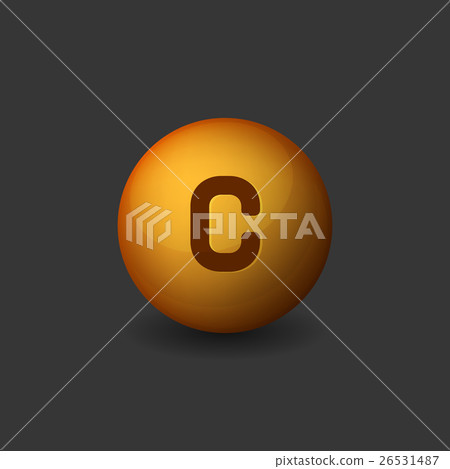 Vitamin C Orange Glossy Sphere Icon on Dark 26531487