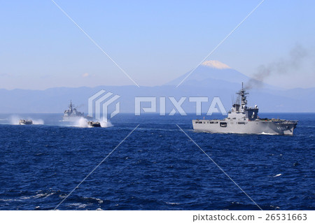 Transport ship "Osumi" and Mt. Fuji 26531663