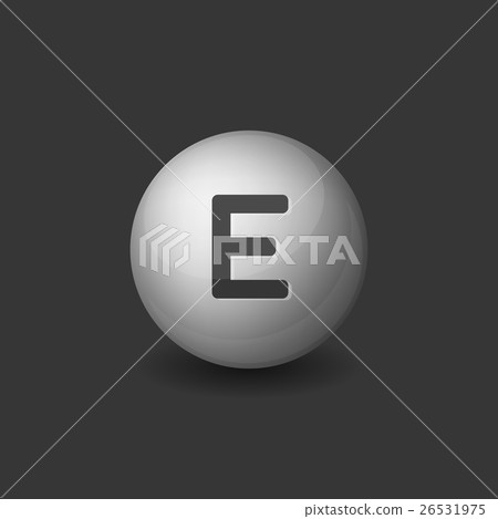 Vitamin E Silver Glossy Sphere Icon on Dark 26531975