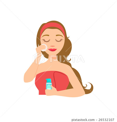 Girl Removing Make Up With Skincare Product And 26532107