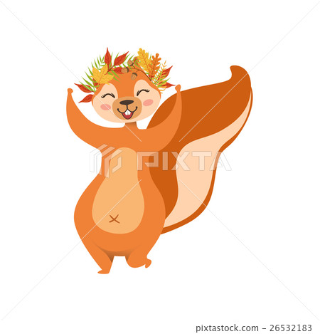 Red Squirrel Wearing Autumn Wreath Humanized Red Squirrel Wearing Autumn Wreath Humanized 26532183