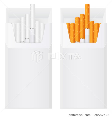 Pack of cigarettes, full of white and orange 26532428