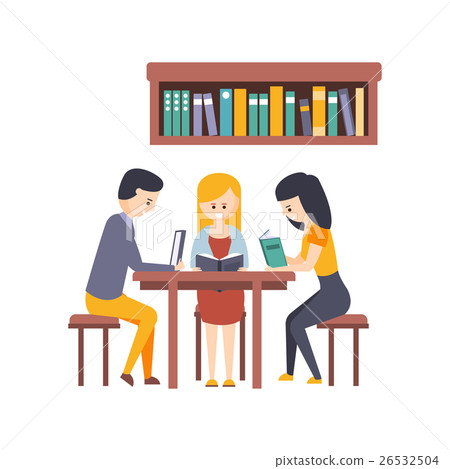 Library Or Bookstore With Students Reading Books Library Or Bookstore With Students Reading Books 26532504