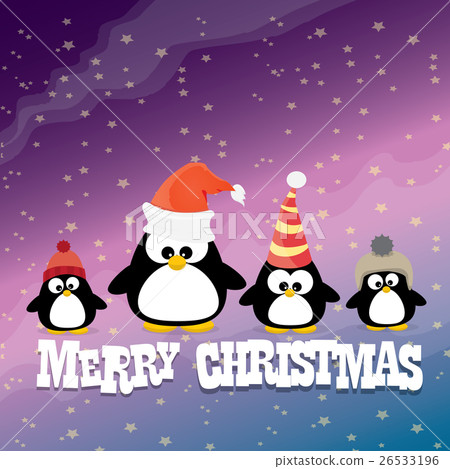 merry christmas card with penguins set. merry christmas card with penguins set. 26533196