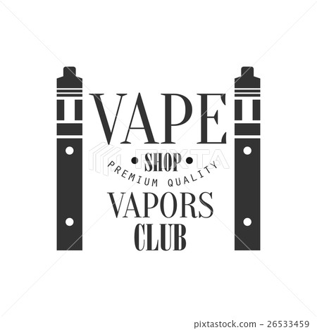 Vape Shop Premium Quality Vapers Club Monochrome - Stock Illustration  [26533459]
