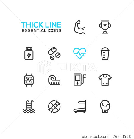 Sport Training - Thick Single Line Icons Set 26533598