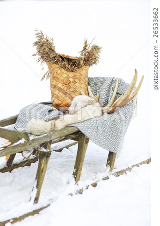 Old dog sled in tundra 26533662