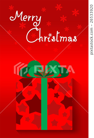 Vector illustration of red Gift box green ribbon f 26533920