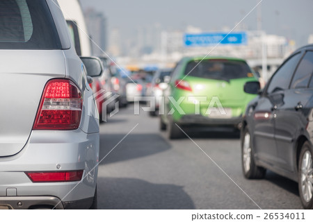 traffic jam with row of car 26534011