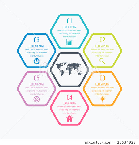 Vector illustration infographics six hexagons - Stock Illustration ...