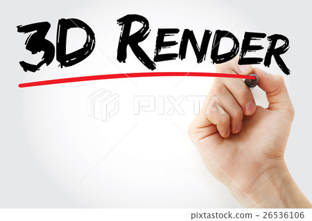Hand writing 3D render with marker 26536106