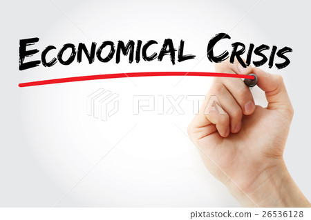 Hand writing Economical crisis with marker Hand writing Economical crisis with marker 26536128