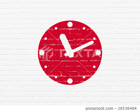 Time concept: Clock on wall background 26536484