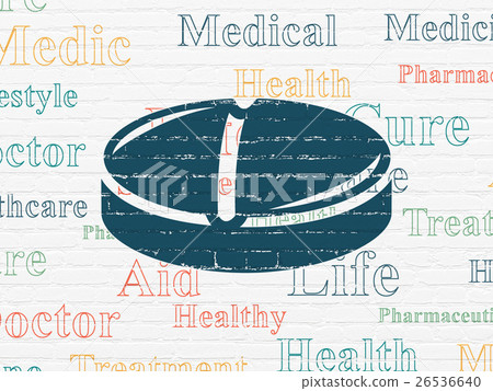 Healthcare concept: Pill on wall background Healthcare concept: Pill on wall background 26536640