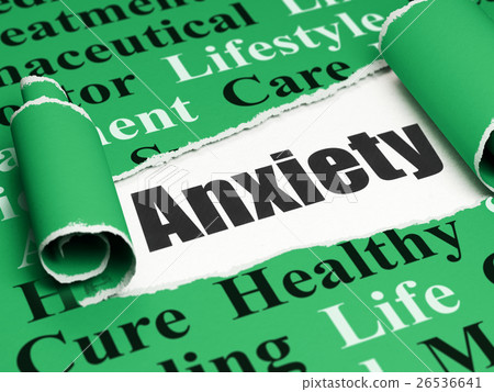 Health concept: black text Anxiety under the piece Health concept: black text Anxiety under the piece 26536641