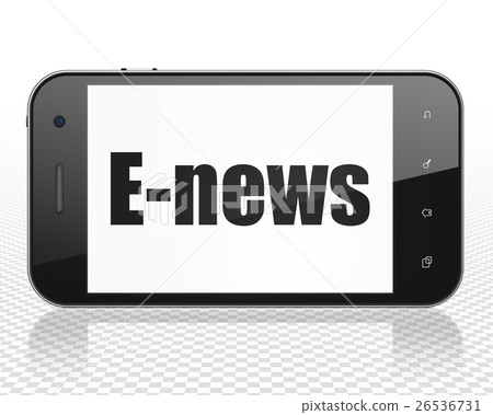 News concept: Smartphone with E-news on display News concept: Smartphone with E-news on display 26536731
